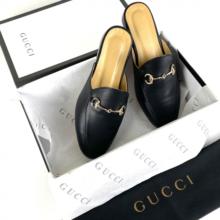 GUCCİ PRİNCETOWN LEATHER SLİPPERS CLASSİC 